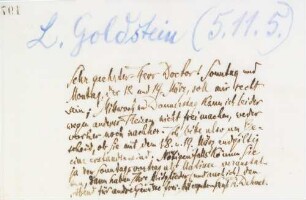 Brief an Karl Adolf Schimmelpfeng