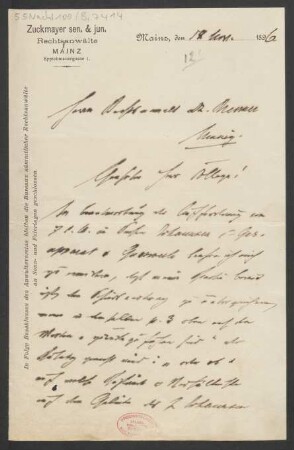 Brief an Carl Brenner : 12.11.1896