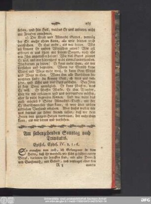 Am siebenzehenden Sonntag nach Trinitatis. Epistel, Ephes. IV. v. 1 - 6.