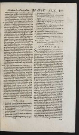 An In Materia Alienationis Ecclesiastice, appellatione Ecclesie veniant loca pia. Quaestio XLIX.