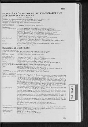 Fakultät für Mathematik, Informatik und Naturwissenschaften