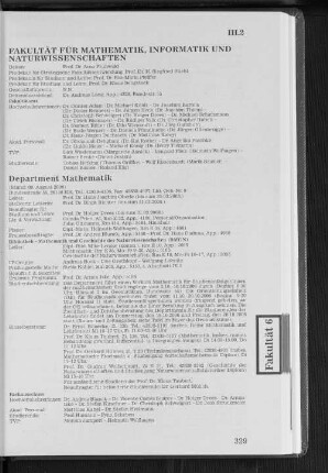 Fakultät für Mathematik, Informatik und Naturwissenschaften