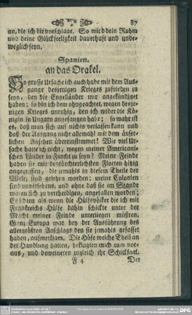 Spanien an das Orakel