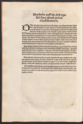 Vorrhede auff die Epistel sanct Pauli zu den Thessalonicern.