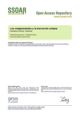 Las megaciudades y la transición urbana