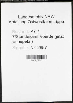Sterberegister Standesamt Voerde