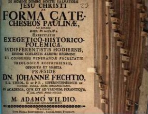 De forma catecheseos Paulinae ad locum Hebr. VI. vers. 1. et 2. exercitatio exegetico-historico-polemica
