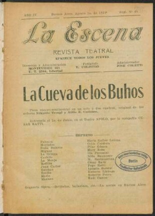 La cuevo de los buhos : pieza comico-sentimental en un acto y dos cuadros