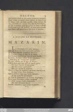 A Madame La Duchesse Mazarin.