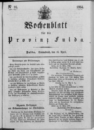 Nr. 16, Ausgabe vom 16. April 1864