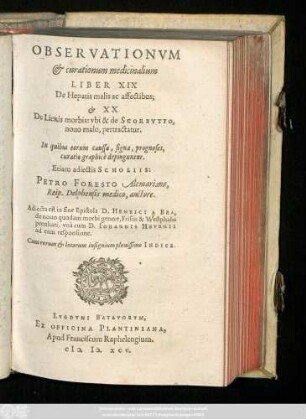19/20: Observationvm et cvrationvm medicinalivm libri ...