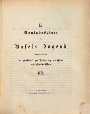 Neujahrsblatt für Basels Jugend. 50. 1872