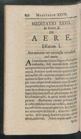 Meditatio XXVII. In Exerc. X. De Aere