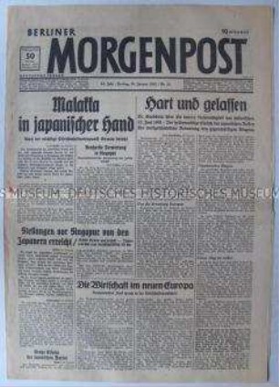 Tageszeitung "Berliner Morgenpost" u.a. zum Krieg im Pazifik und in Asien