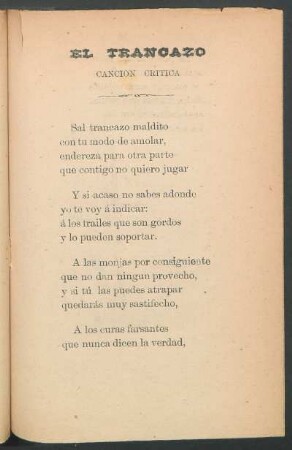 El trancazo : Canción crítica