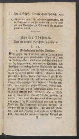 Zweiter Abschnitt. Von der neuern eklektischen Philosophie
