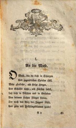 Karl Wilhelm Ramlers lyrische Blumenlese, 1. I., II., III., IV. u. V. Buch. - 1780. - XII, 418 S.