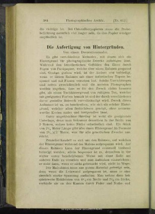 Die Anfertigung von Hintergründen