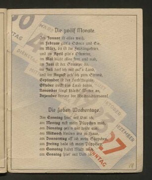 Die sieben Wochentage.