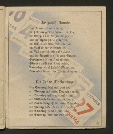 Die sieben Wochentage.