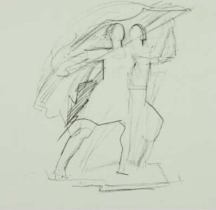 Skizze eines Denkmalsentwurf von Eugen Hoffmann : Bleistiftskizze, Original 1957 im Besitz von Eva Schulze-Knabe
