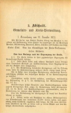 2. Abschnitt. Gemeinde- und Kreis-Verwaltung