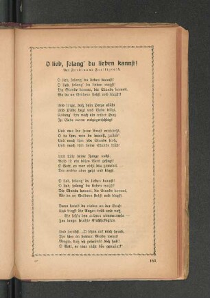 O lieb, solang' du lieben kannst!