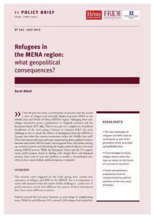 Refugees in the MENA region : what geopolitical consequences?