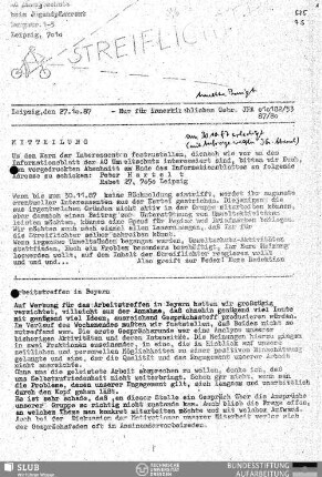 [40].1987: Streiflichter der Arbeitsgruppe Umweltschutz Leipzig am Stadtjugendpfarramt Leipzig