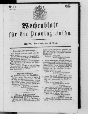 Nr. 11, Ausgabe vom 14. März 1857