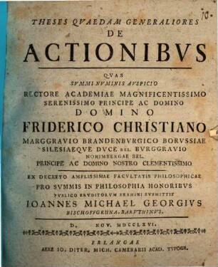 Theses qvaedam generaliores de actionibvs