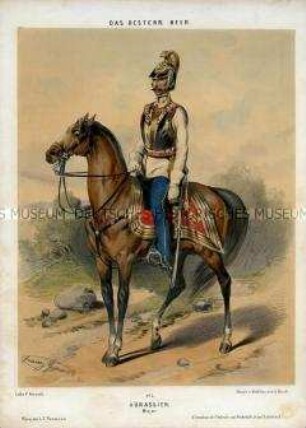 Uniformdarstellung, Major des Kürassier-Regiments zu Pferd, Österreich, 1848/1854. Tafel 125 aus: Gerasch: Das Oesterreichische Heer.