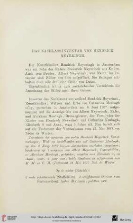 Das Nachlass-Inventar von Hendrick Meyeringh