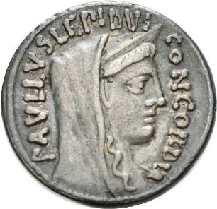 Denar des L. Aemilius Lepidus Paullus mit Darstellung der Unterwerfung des Königs Perseus