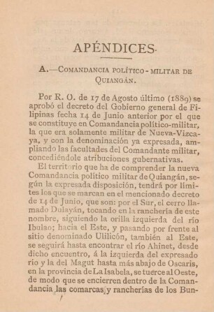 A. Comandancia político-militar de Quiangán