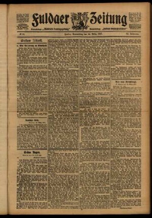 Erste Ausgabe vom Donnerstag, den 14. März 1907.