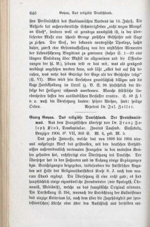 646-647 [Rezension] Goyau, Georges, Das religiöse Deutschland