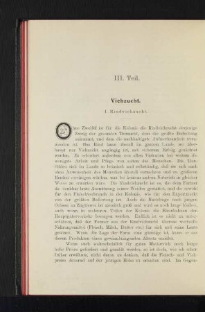III. Teil. Viehzucht.