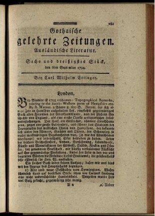 Sechs und dreißigstes Stück, den 6ten September 1794.