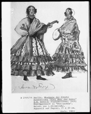 Zigeunerinnen, Kostümentwurf zu "Petruschka", Ballett von I. Strawinsky