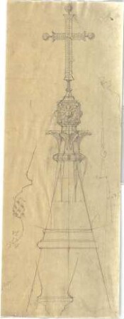 Schmidt, Friedrich von; Skizzen und Pläne - Turmspitze mit Kreuz (Ansicht)