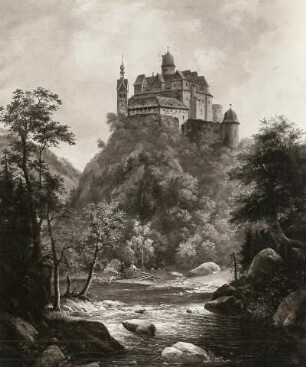Rochsburg, Schloss (seit 1911 Museum und Jugendherberge) : Leuteritz, Franz Wilhelm (1817-1902) Schloß Rochsburg. Öl/Lw. 1884. Rochsburg: Schloss