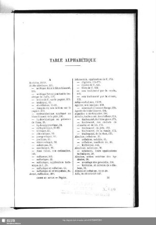 Table Alphabétique