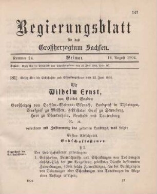 81. Gesetz über die Erbschafts- und Schenkungssteuer