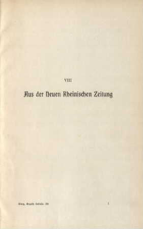 VIII Aus der Neuen Rheinischen Zeitung