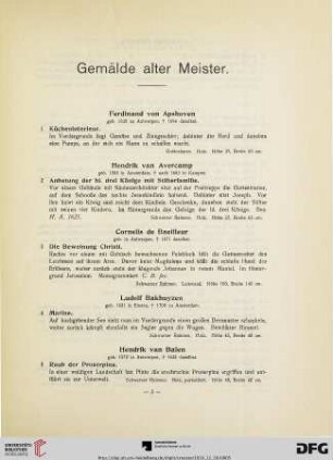 Gemälde alter Meister (Nr. 1-84)