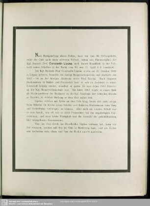 [Nachruf auf Constantin Lipsius]