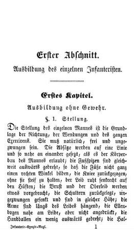 Erster Abschnitt. Ausbildung des einzelnen Infanteristen.