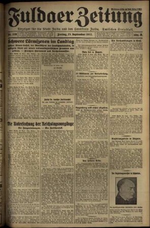 Ausgabe vom Freitag, den 23. September 1932.