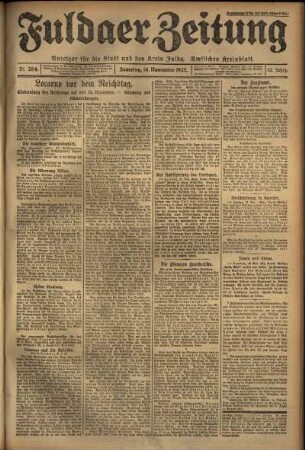 Erste Ausgabe vom Samstag, den 14. November 1925.